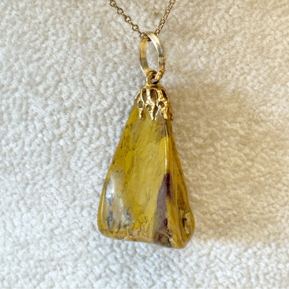 Vintage Jasper 1-20 12KT GF Gold Filled Pendant Necklace Signed CA - Picture 3 of 7